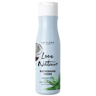 Oriflame Love Nature, Refreshing Toner with Organic Aloe Vera & Coconut Water (Odświeżający tonik z organicznym aloesem i wodą kokosową)