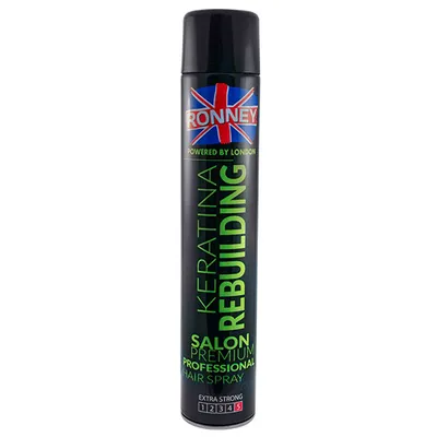 Ronney Salon Premium Professional, Keratina Rebuliding Hair Spray (Odbudowujący lakier do włosów z keratyną)