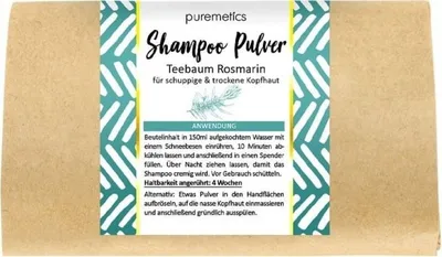 Puremetics Shampoo Pulver Teebaum Rosmarin fur schuppige & trockene Kopfhaut (Szampon w proszku z rozmarynem i olejkiem z drzewa herbacianego)