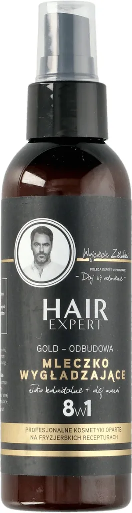 Hair Expert Gold - Odbudowa, Mleczko do włosów wygładzające 8w1 `Złoto koloidalne i monoi`