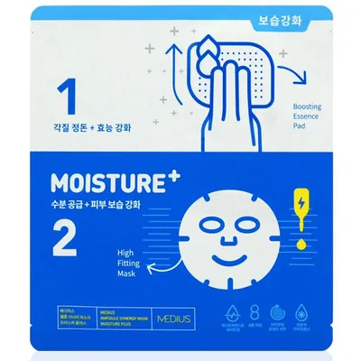 Medius 2 Step Ampoule Synergy Mask, Moisture Plus (2 etapowa maska w płachcie nawilżająca)