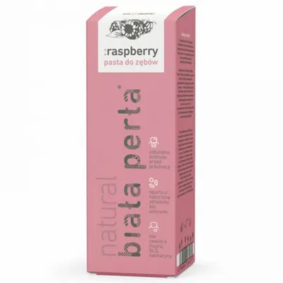 Biała Perła Whitening Toothpase Natural Raspberry (Pasta wybielajaca o smaku malinowym)
