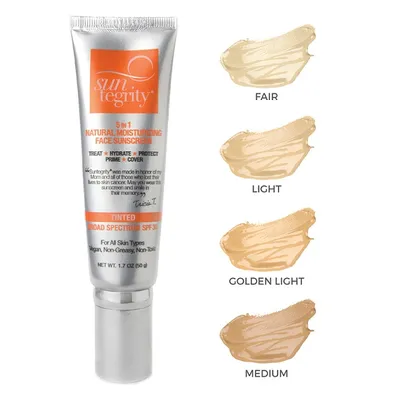 Suntegrity Skincare 5 in 1 Natural Moisturizing Face Sunscreen Tinted, Broad Spectrum SPF 30 (Krem ochronny)