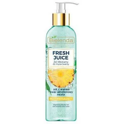 Bielenda Fresh Juice, Rozświetlający żel micelarny  z bioaktywną wodą cytrusową `Sok z ananasa + kwas laktobionowy i micele`