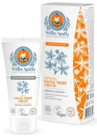 Receptury Babuszki Agafii White Agafia, Natural Facial Night Cream (Biała Agafia, Naturalny krem do twarzy na noc 50+ `Aktywne Odmłodzenie`)