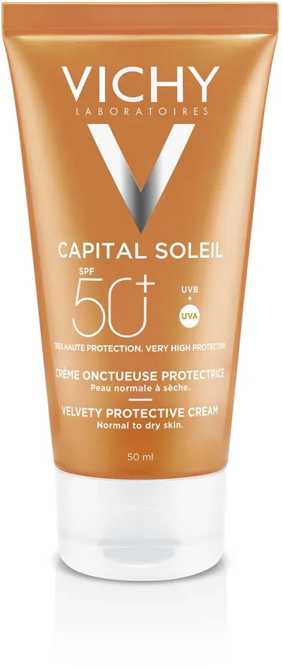 Vichy Capital Soleil, Velvety Protective Cream SPF50+ (Aksamitny krem do twarzy SPF 50+ (nowa wersja))
