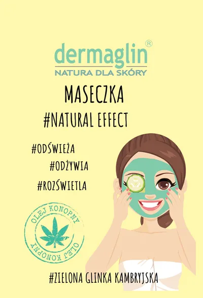 Dermaglin Maseczka # Natural Effect `Zielona glinka kambryjska + olej konopny + ogórek`