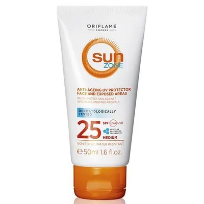 Oriflame Sunzone, Anti-Ageing UV Protector Face and Exposed Areas SPF 25 (Przeciwstarzeniowy balsam ochronny do twarzy i ciała)