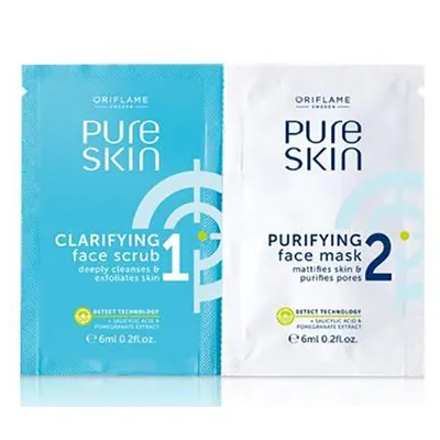Oriflame Pure Skin, Clarifying Face Scrub & Purifying Face Mask (Krem peelingujący i oczyszczająca maseczka)