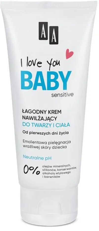 AA I Love you Baby, Sensitive, Łagodny krem nawilżający do twarzy i ciała