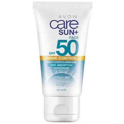 Avon Care,  Sun + Face, Shine Control Sun Cream SPF 50 (Matujący krem nawilżająco-ochronny do twarzy SPF50)