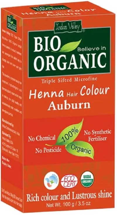 Indus Valley Bio Organic, Henna  Color Auburn (Farba do włosów na bazie henny `Kasztan`)