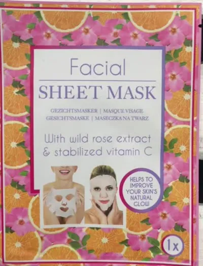 Action Facial Sheet Mask with Wild Rose Extract & Stabilized Vitamin C (Maseczka do twarzy z ekstraktem z dzikiej róży i stabilizowaną witaminą C)