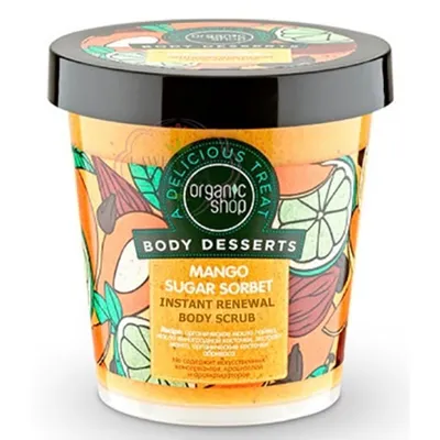 Organic Shop Body Desserts, Mango Sugar Sorbet, Instant Renewal Body Scrub (Regeneracyjny peeling do ciała)