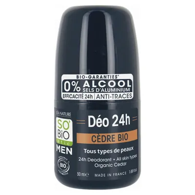 SO'BiO Etic Men, Deo Roll-On Cedre (Dezodorant w kulce dla mężczyzn `Cedr ałtajski`)