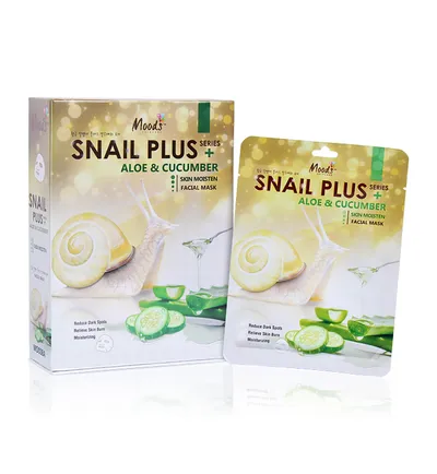 Moods Snail Plus + Aloe & Cucumber Facial Mask (Rewitalizująca maska do twarzy w płachcie)