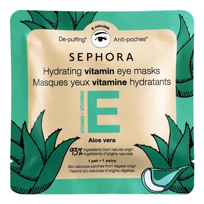 Sephora Collection, Hydrating Vitamin Eye Masks, Aloe Vera (Biocelulozowa nawilżająca maska pod oczy)