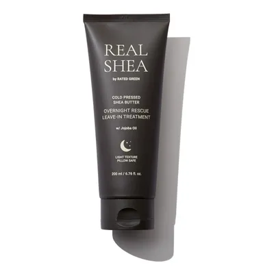 Rated Green Real Shea, Cold Pressed Shea Butter Overnight Rescue Leave-in Treatment (Regenerująca kuracja do włosów zniszczonych na noc)