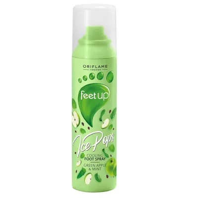 Oriflame Feet Up Ice Pops, Cooling Foot Spray (Chłodzący spray do stóp z zielonym jabłkiem i miętą)