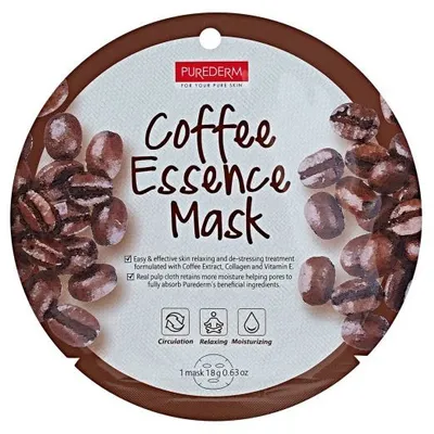Purederm Coffee Essence Mask (Relaksująco-nawilżająca maseczka kolagenowa z kawą)