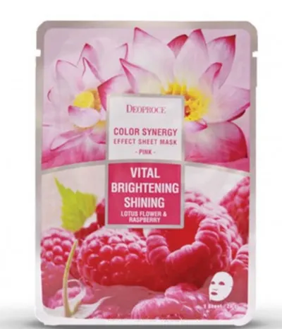 Deoproce Color Synergy Effect Sheet Mask Pink (Maska w płachcie z ekstraktem z kwiatów lotosu i owoców malin, kwasem hialuronowym)