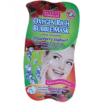 Beauty Formulas Strawberry Yogurt, Oxygen Rich Bubble Mask (Truskawkowa rozświetlająca maseczka bąbelkowa)