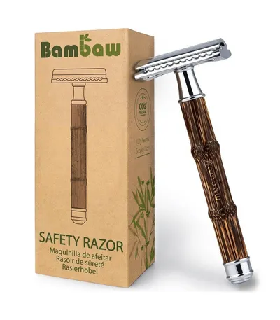Bambaw Wielorazowa maszynka do golenia na żyletki z bambusowym uchwytem
