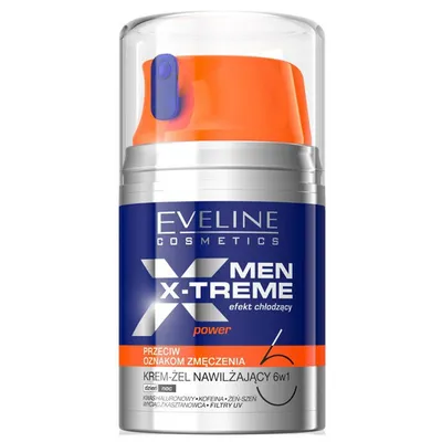 Eveline Cosmetics Men X-treme Power, Krem - żel nawilżający  przeciw oznakom zmęczenia 6 w 1