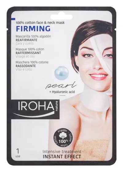 Iroha Firming Pearl + Hyaluronic Acid Cotton Mask (Bawełniana maska na twarz i szyję z perłowym i hialuronowym serum)