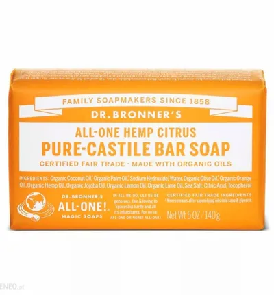 Dr. Bronner's All-One Hemp Citrus Pure-Castille Bar Soap (Kastylijskie mydło w kostce cytrynowe)