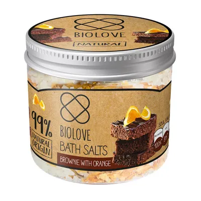 Biolove Brownie with Orange, Bath Salts (Naturalna sól do kąpieli o zapachu brownie z pomarańczą)
