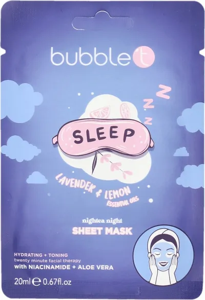 Bubble T Cosmetics Lavender & Lemon  Nightea Night Sheet Mask (Maska w płachcie `Lawenda & cytryna`)