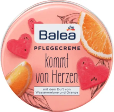 Balea Pflegecreme  Kommt von Herzen Orange & Wassermelone (Odżywczy krem do rąk o zapachu pomarańczy i arbuza)