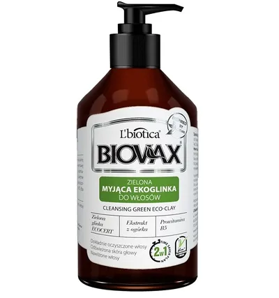 L'biotica Biovax Zielona myjąca ekoglinka do włosów