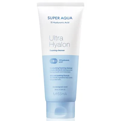 Missha Super Aqua, Ultra Hyalron Moisturizing Foaming Cleanser (Oczyszczająca pianka do twarzy)
