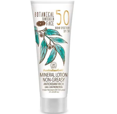 Australian Gold Botanical Sunscreen Tinted Face Mineral Premium Coverage Lotion SPF 50 (Mineralny krem przeciwsłoneczny do twarzy)