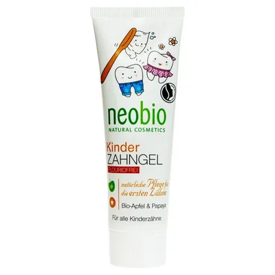 Neobio Natural Cosmetics Kinder Zahngel Bio-Apfel & Papaya (Pasta - żel do mycia zębów dla dzieci bez fluoru `Jabłko i papaja`)