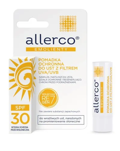 Allerco Emolienty, Pomadka ochronna do ust z filtrem UVA/UVB