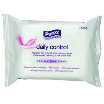 Purex Visage Daily Control Fragrance Free Textured Facial Cleansing Wipes (Chusteczki do codziennego oczyszczania i demakijażu twarzy)