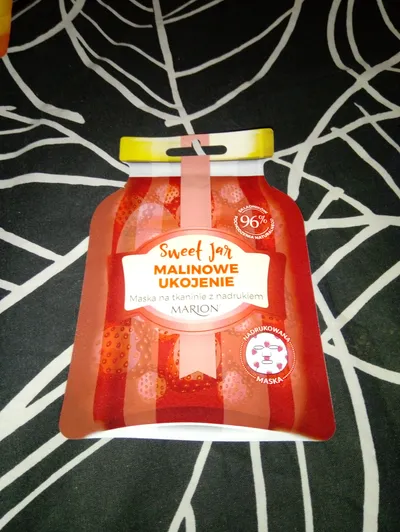 Marion Sweet Jar,  Maska na tkaninie z nadrukiem `Malinowe ukojenie `
