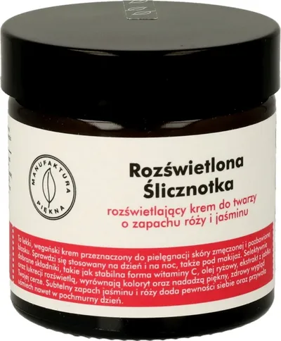 Manufaktura Piękna Rozświetlający krem do twarzy o zapachu róży i jaśminu `Rozświetlona Ślicznotka`