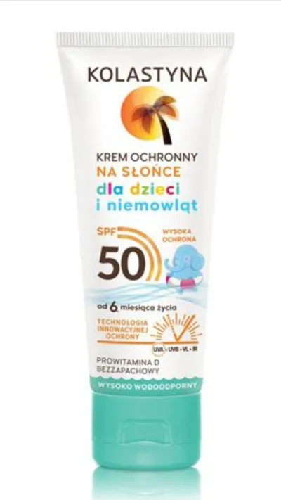 Kolastyna Krem ochronny na słońce dla dzieci i niemowląt wysoko wodoodporny SPF50 (nowa wersja)