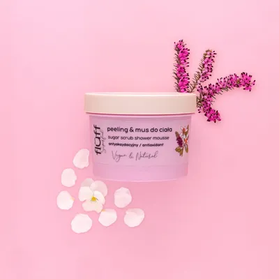 Fluff Superfood, Antioxidant Sugar Scrub Shower Mousse (Antyoksydacyjny peeling & mus do ciała `Kudzu i kwiat pomarańczy`)