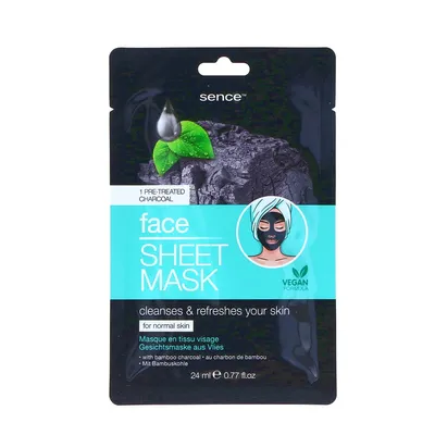 Sence Beauty Face Sheet Mask Charcoal (Maska do twarzy w płacie)