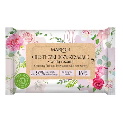 Marion Biodegradowalne chusteczki oczyszczające z wodą różaną