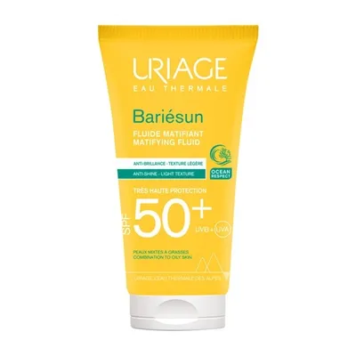 Uriage Bariesun, Fluide Matifiant Anti-Brillance - Texture Legere, SPF 50+, Peaux Mixtes a Grasses (Lekki fluid matująco-nawilżający SPF 50+ do cery mieszanej i tłustej)
