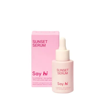 Say hi Sunset Serum, 15% Multi Acids Night Serum (Złuszczające serum kwasowe na noc)