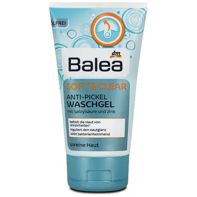Balea Soft & Clear, Anti-Pickel Waschgel mit Salizylsaure und Zink (Bezolejowy żel do mycia przeciw pryszczom)