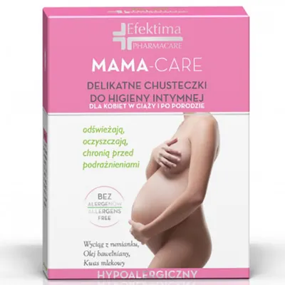Efektima Mama - Care, Delikatne chusteczki do higieny intymnej dla kobiet w ciąży i po porodzie