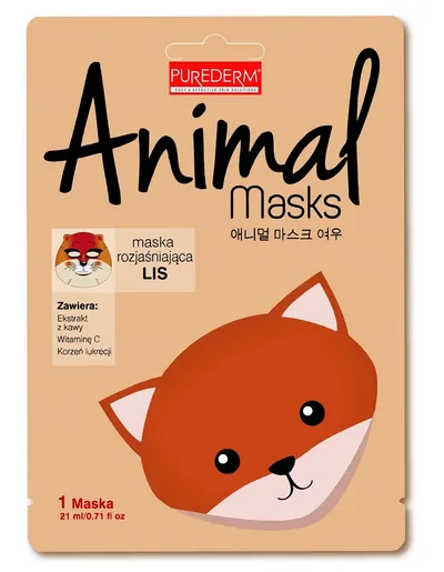 Purederm Animal Masks, Maska rozjaśniająca `Lis`